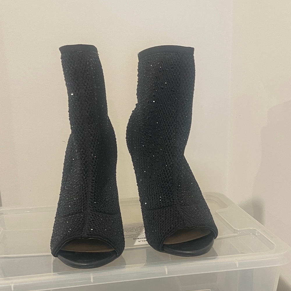 Elegant Black Peep-Toe Ankle Boots